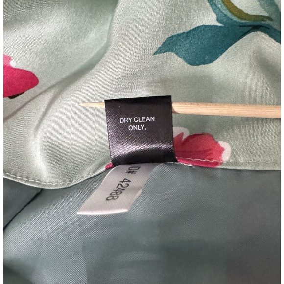 Express Skirt Women 6 Green Pink Floral Design Studio A-Line Skirt Silk Colorful - Picture 8 of 8